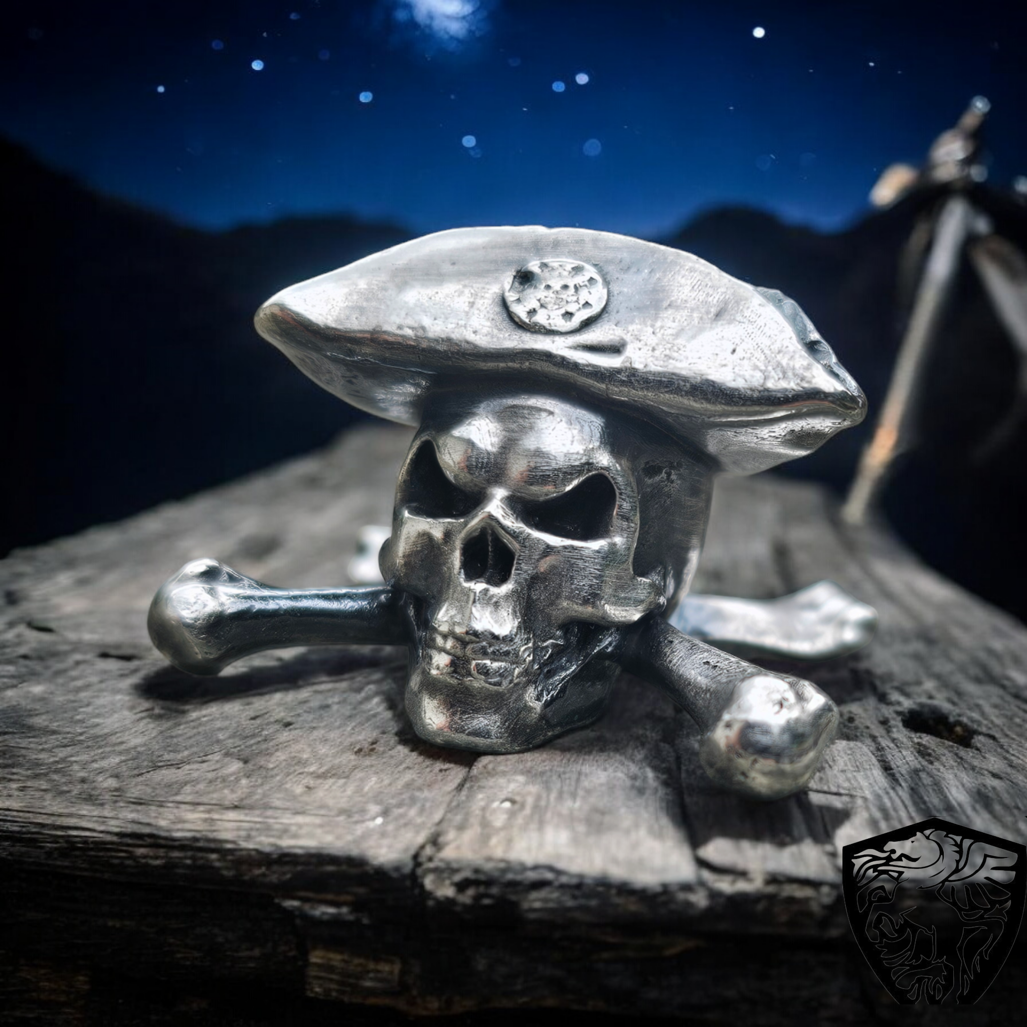 Pirate skull an Cross Bones 999 fine silver